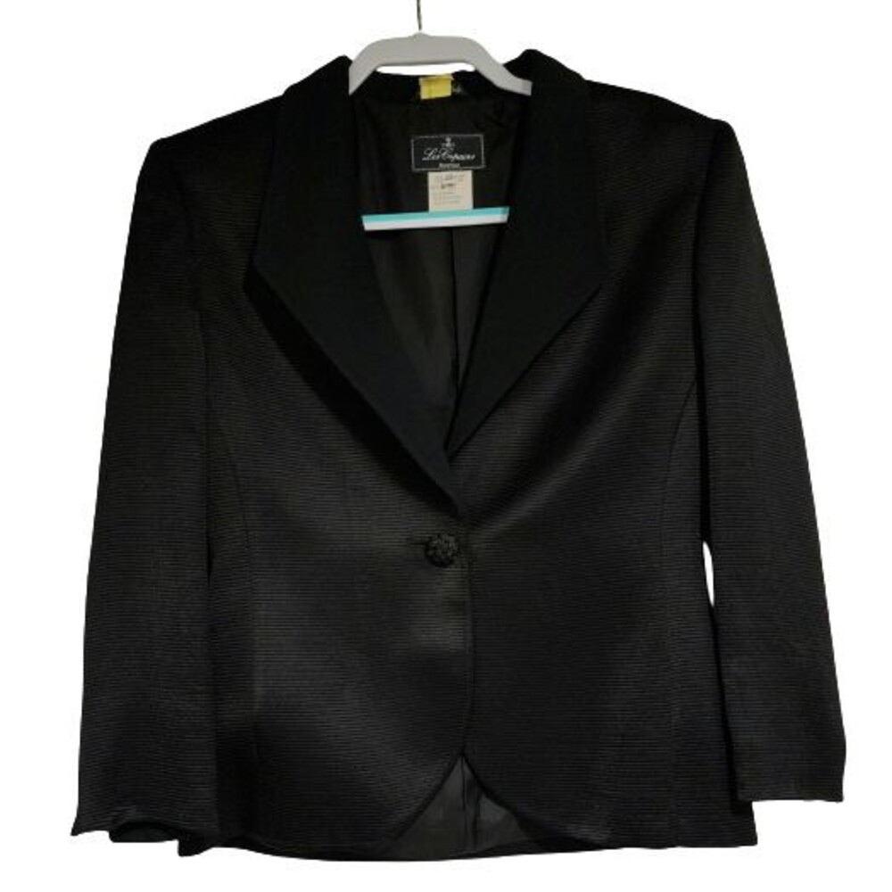 Les Copains Trends Italy Womens Wool Blend Blazer Jacket Black Sz 8 Flawed Read